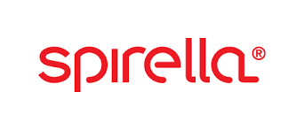 Das Logo von Spirella ist rot und weiß auf weißem Hintergrund.