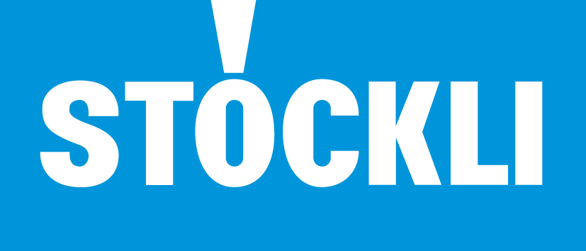 Das Wort Stöckli steht auf blauem Grund