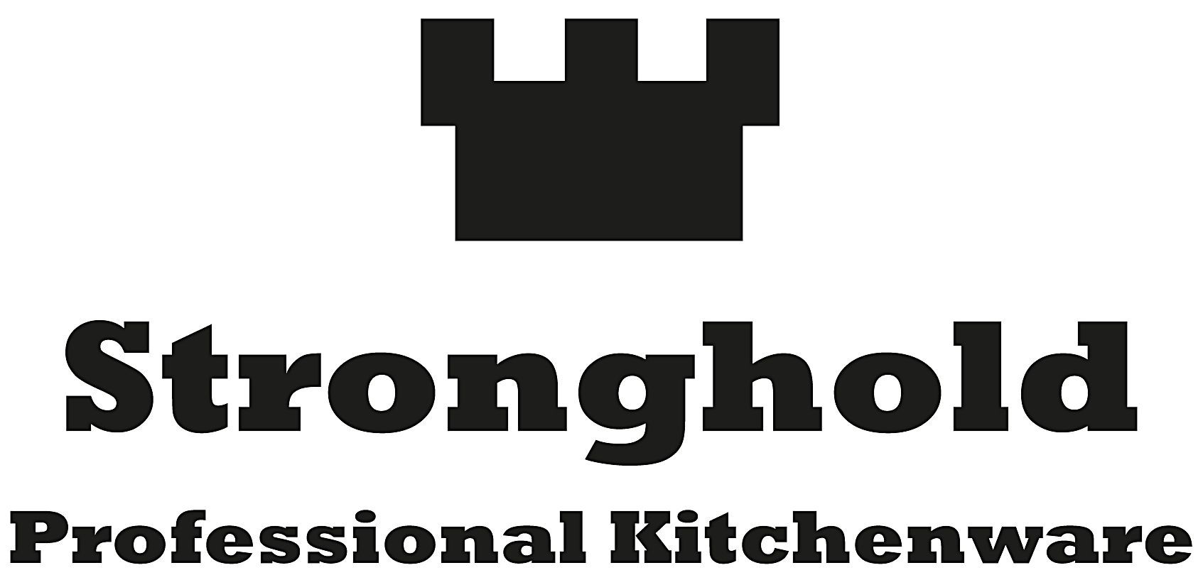 Ein schwarz-weißes Logo für professionelle Küchengeräte von Stronghold.