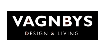 Ein schwarz-weißes Logo für Vagnbys Design und Living.