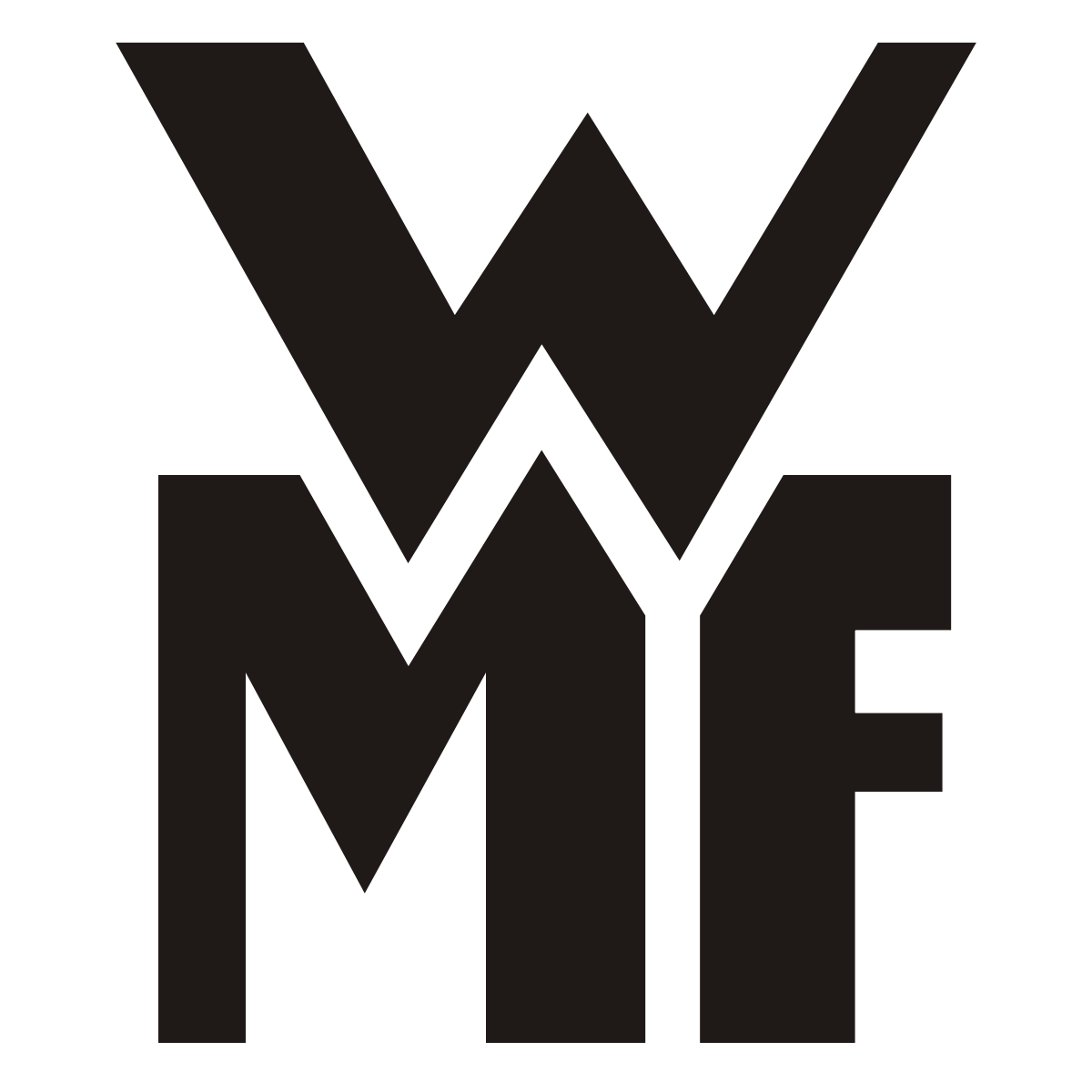 Ein schwarz-weißes MF-Logo auf weißem Hintergrund