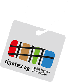 Ein Etikett mit der Aufschrift Rigotex AG Schweizer Textilhaus