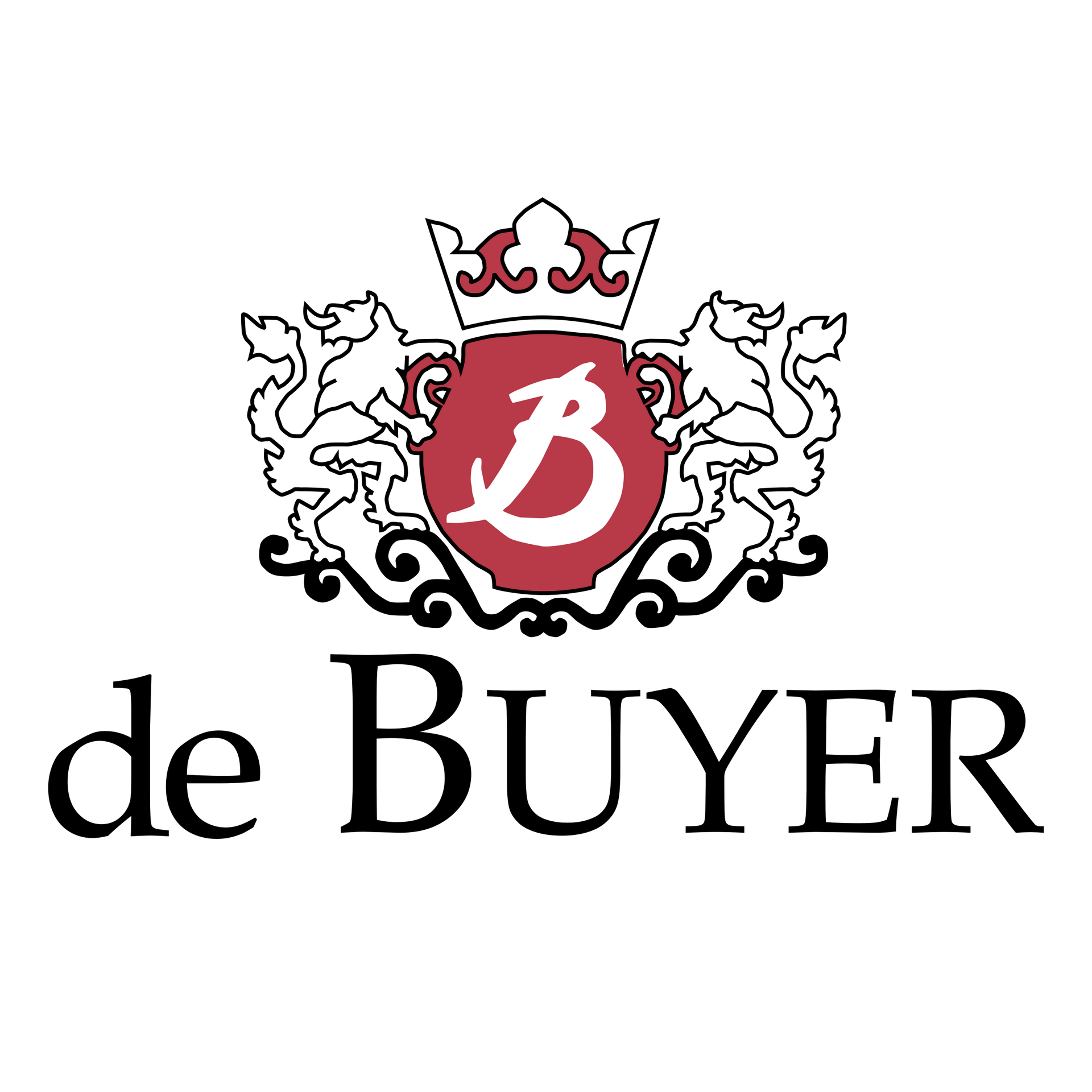 Das Logo von De Buyer ist ein Wappen mit einem Löwen und einer Krone.