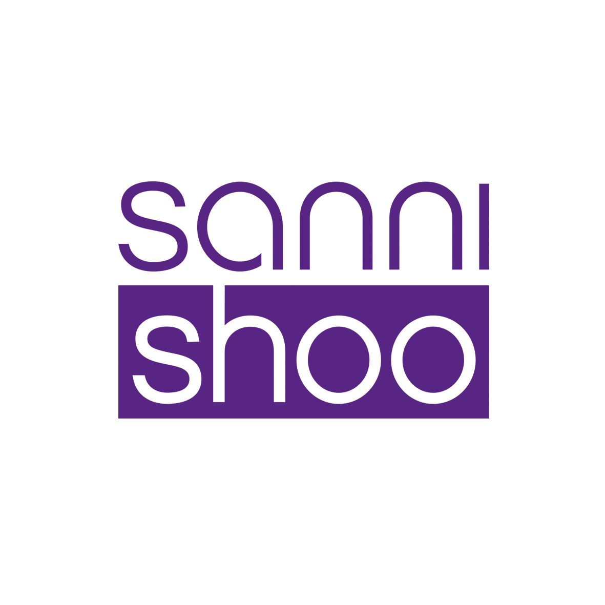 Ein lila-weißes Logo für eine Firma namens Sunni Shoo.