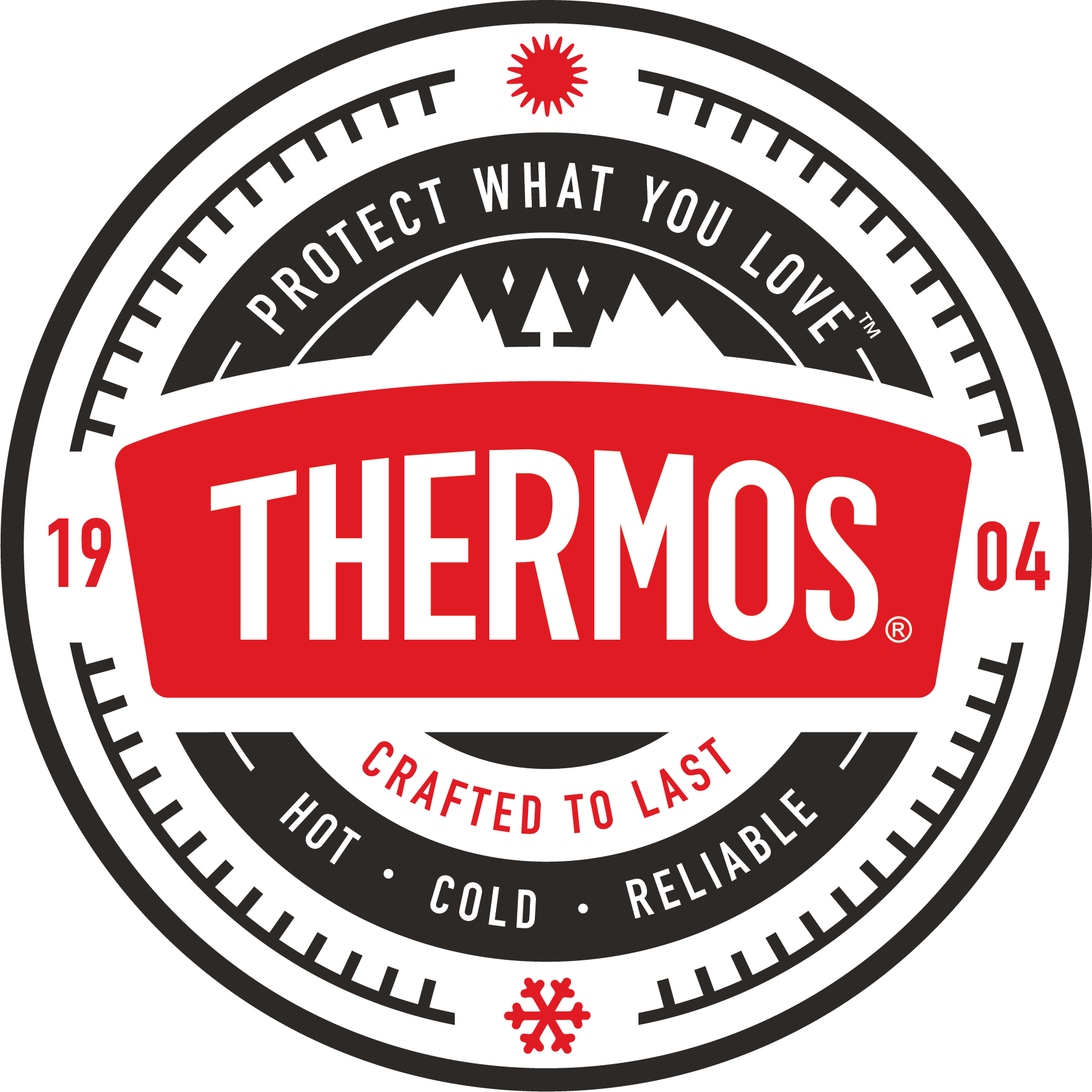 Das Logo der Thermoskanne ist rot und schwarz und sagt „Schütze, was du liebst“.