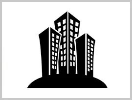 Una silueta en blanco y negro de una ciudad con edificios altos.