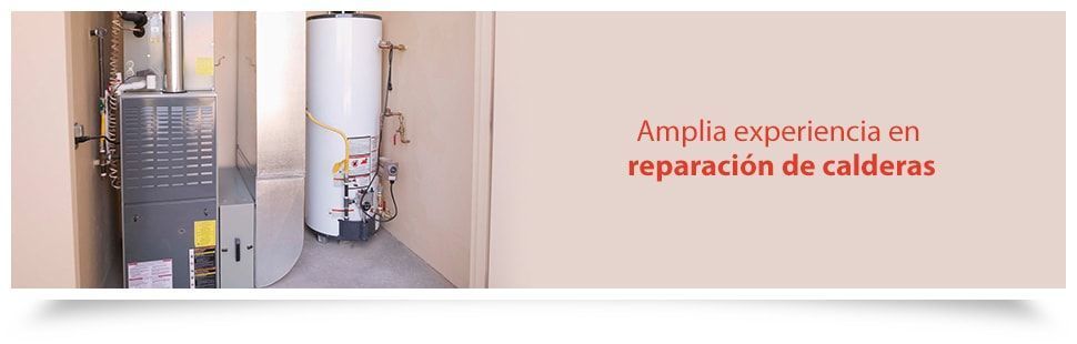 A picture of a water heater with the words ampla experiencia en reparacion de calderas