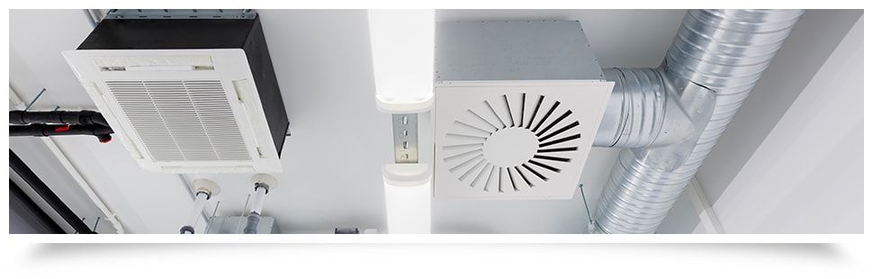 Una imagen de un ventilador de techo y una imagen de un sistema de ventilación.