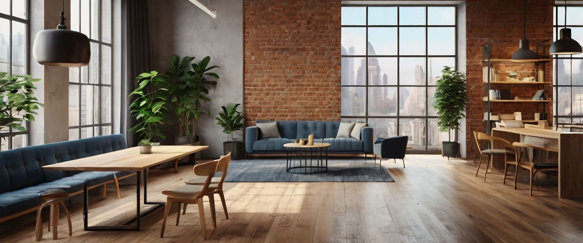 Una sala de estar llena de muebles y muchas ventanas.