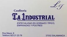 Una tarjeta de presentación para una panadería llamada La Industrial.