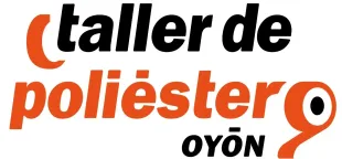 Logo for "taller de poli&eacute;ster OY&Oacute;N" in orange and black.
