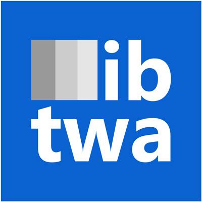 Das Logo von Lib TWA ist auf blauem Hintergrund.