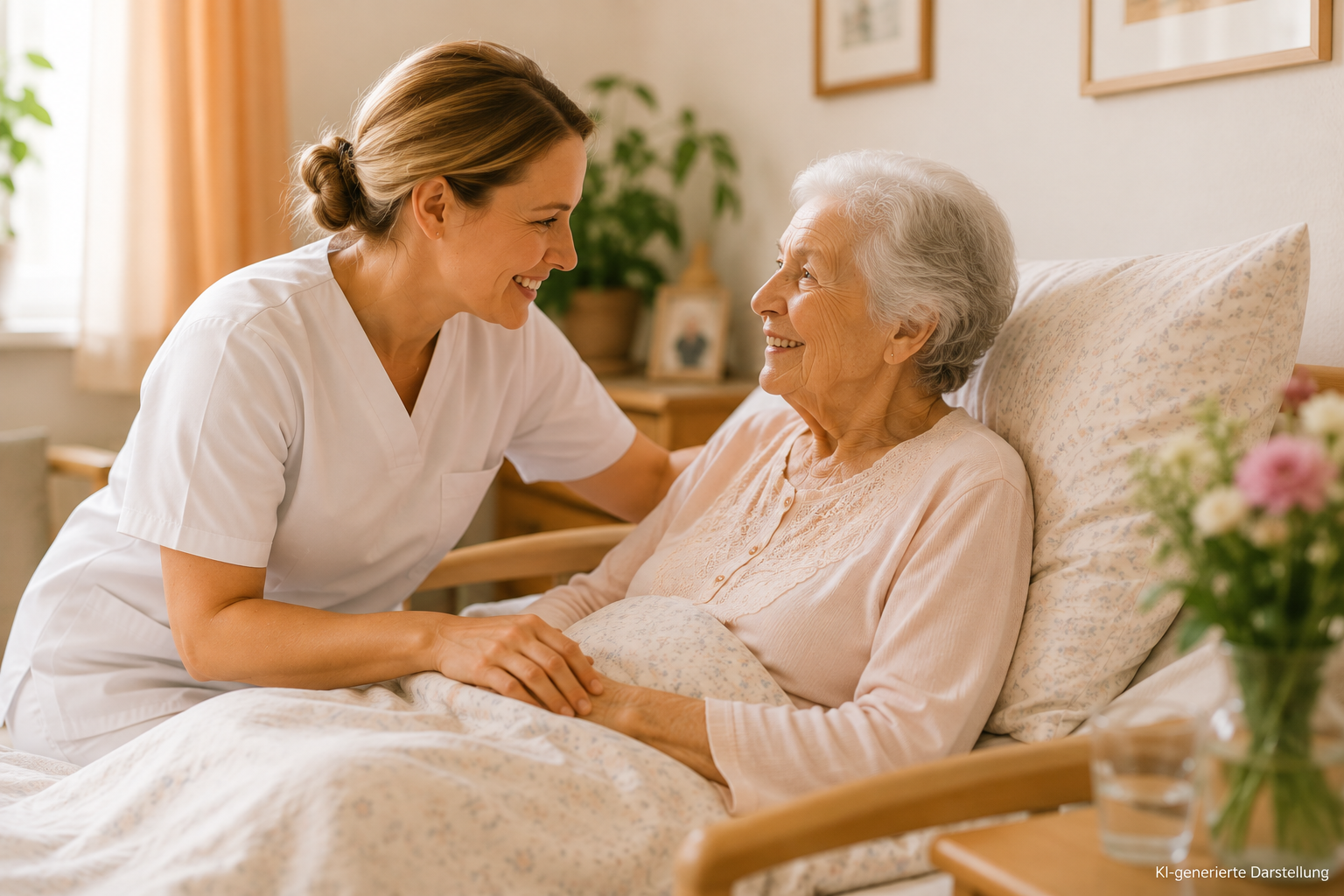 Drei Personen malen an einem Tisch mit Malutensilien in einer hellen Werkstatt