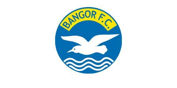 Logotipo del Bangor FC: círculo azul con una gaviota blanca y una pancarta amarilla que dice 