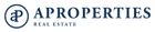 Logotipo de AProperties Real Estate con un monograma estilizado 