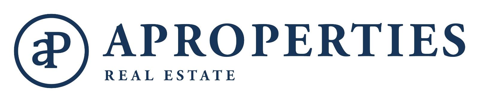Logotipo de AProperties Real Estate con un monograma estilizado 