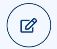 Bleistiftsymbol in einem Quadrat innerhalb eines blauen Kreises, das die Funktion „Bearbeiten“ oder „Erstellen“ anzeigt.