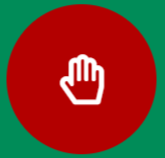 Roter Kreis mit weißem Handsymbol auf grünem Hintergrund.