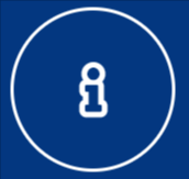 Weißes „i“ in einem weißen Kreis auf blauem Hintergrund, das Informationen darstellt.