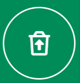 Weißer Mülleimer mit nach oben gerichtetem Pfeil in einem weißen Kreis auf grünem Hintergrund.