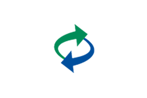 Grüne und blaue Pfeile in kreisförmiger Bewegung symbolisieren Recycling oder einen Kreislauf.