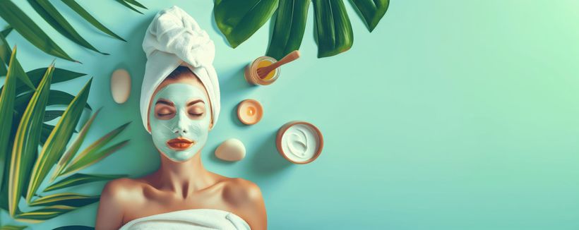 Une femme couchée avec un masque du visage