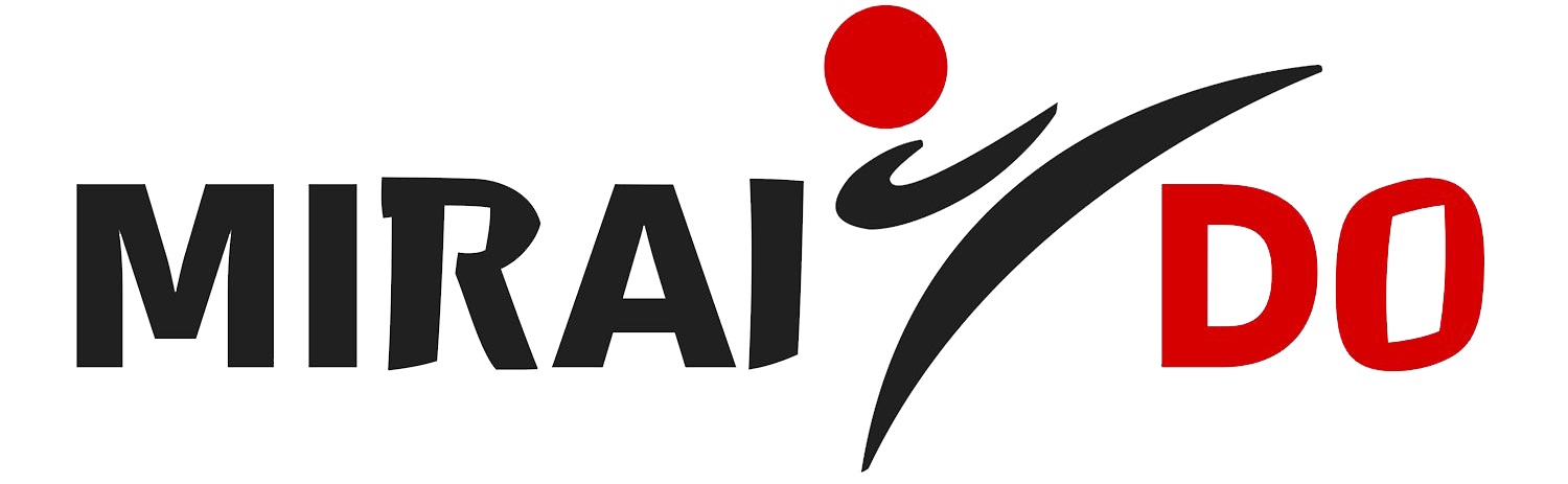 MIRAI DO-Logo mit einem roten Kreis und einer schwarzen stilisierten Kampfsportfigur.