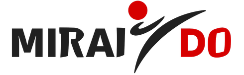 MIRAI DO-Logo mit einem roten Kreis und einer schwarzen stilisierten Kampfsportfigur.