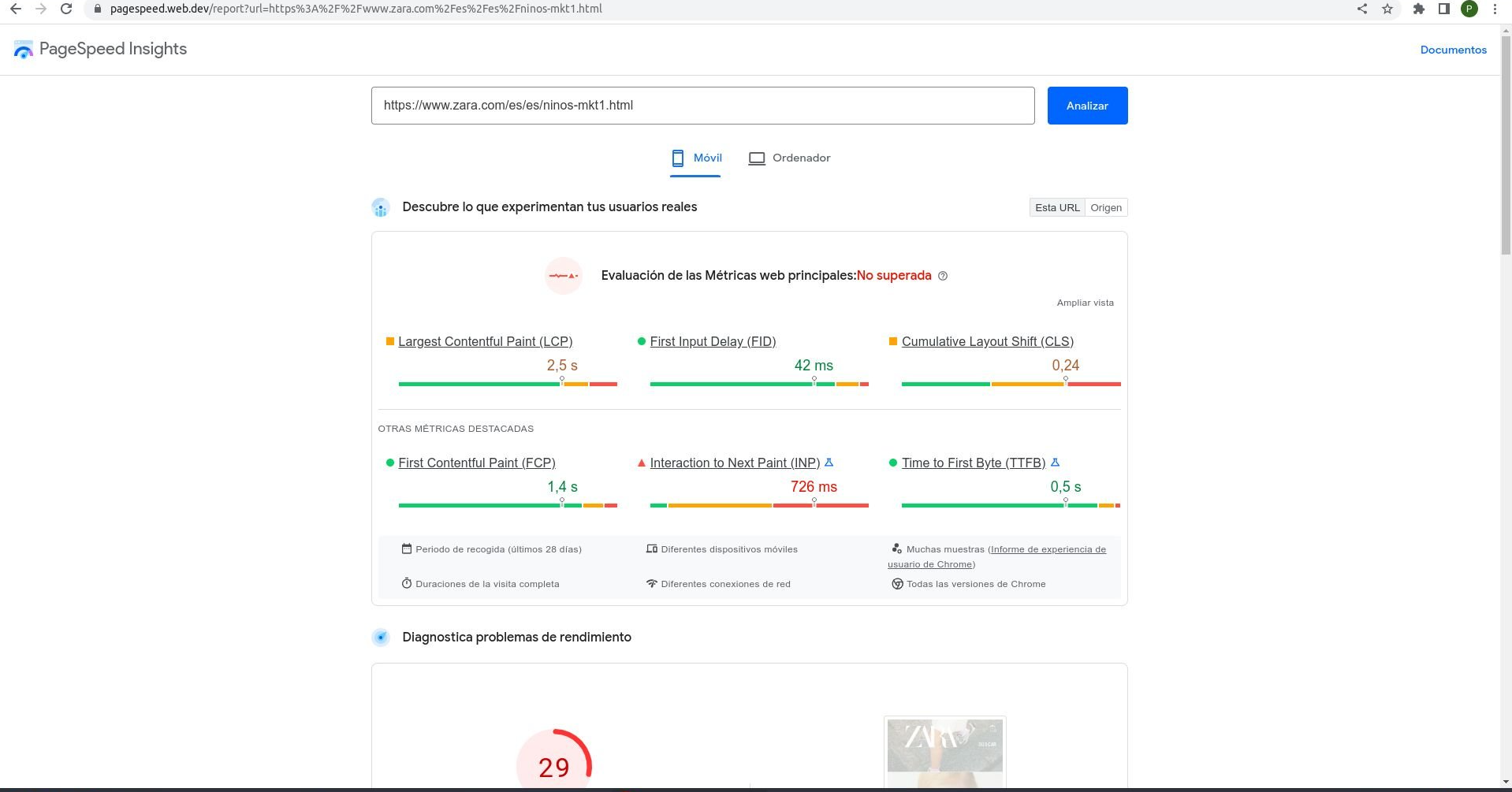 Auditoría seo- Google speed insights