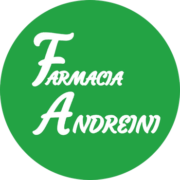 Cerchio verde con testo bianco: Farmacia Andreini.
