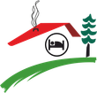 El logotipo de Lizardi Apartamentuak muestra una casa con techo rojo y árboles.