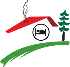 El logotipo de Lizardi Apartamentuak muestra una casa con techo rojo y árboles.