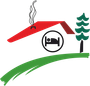 El logotipo de Lizardi Apartamentuak muestra una casa con techo rojo y árboles.