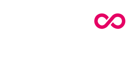Vaaleanpunainen äärettömyyssymboli-logo valkoisella taustalla