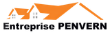 Logo d'une entreprise de toiture : toits orange sur fond de texte noir « Entreprise PENVERN ».