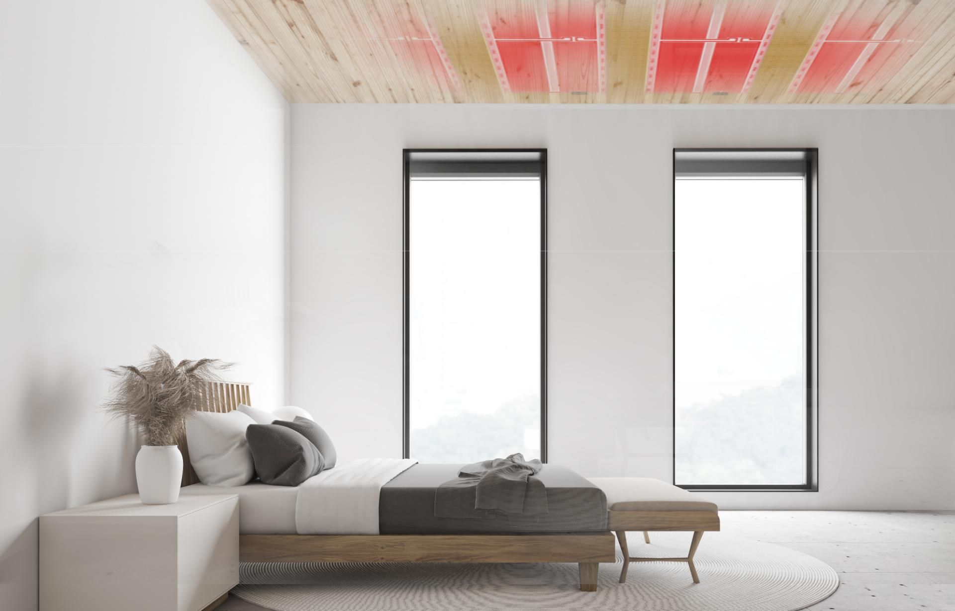 Deckenheizung in einem Schlafzimmer