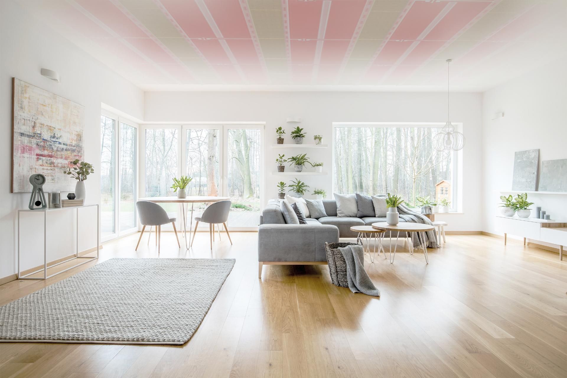 Deckenheizung in einem Wohnzimmer
