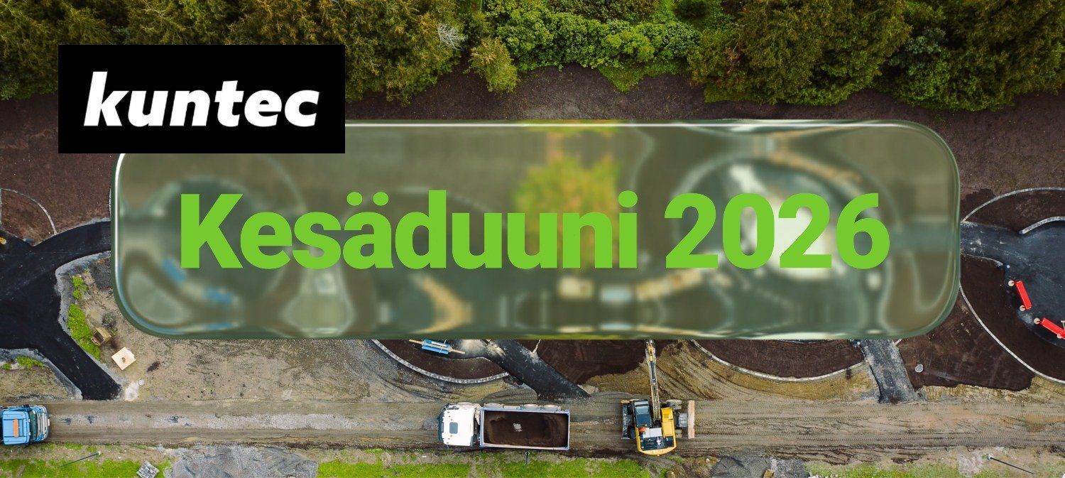 Kuntec-logo ja teksti ”Kesäduuni 2026” tie- ja metsämaiseman ilmakuvan päällä