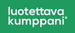 Vihreä logo, jossa lukee valkoisella ”luotettava kumppani”
