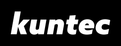 Valkoinen ”Kuntec”- logo mustalla taustalla.