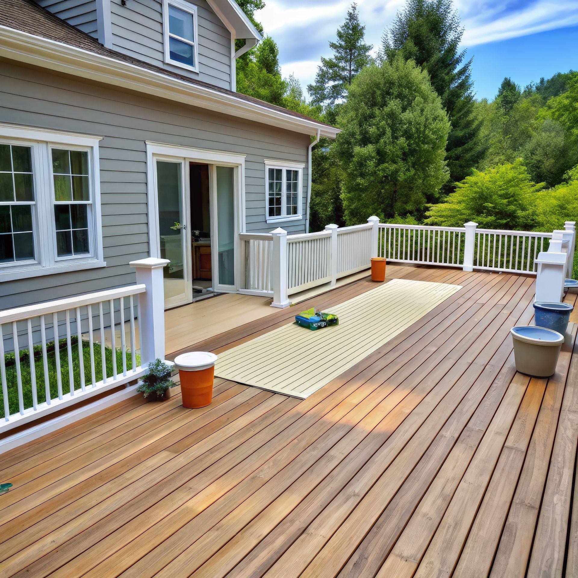 Terrasse en bois verni