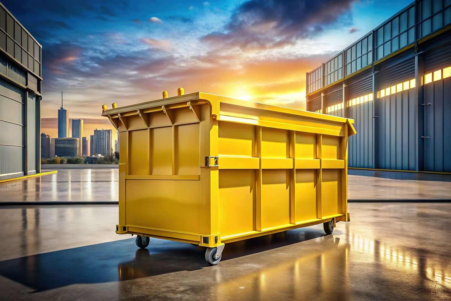 Benne à déchets jaune