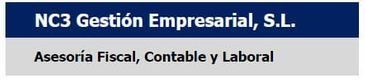 Logo for NC3 Gestión Empresarial, S.L. with “Asesoría Fiscal, Contable y Laboral” on a blue and gray banner