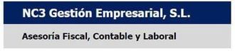 Logo for NC3 Gestión Empresarial, S.L. with “Asesoría Fiscal, Contable y Laboral” on a blue and gray banner