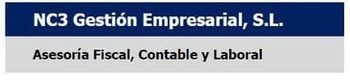 Logo for NC3 Gestión Empresarial, S.L. with “Asesoría Fiscal, Contable y Laboral” on a blue and gray banner