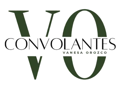 Logotipo: “VO” en verde oscuro; “CONVOLANTES” encima de “VANESA OROZCO” en negro.