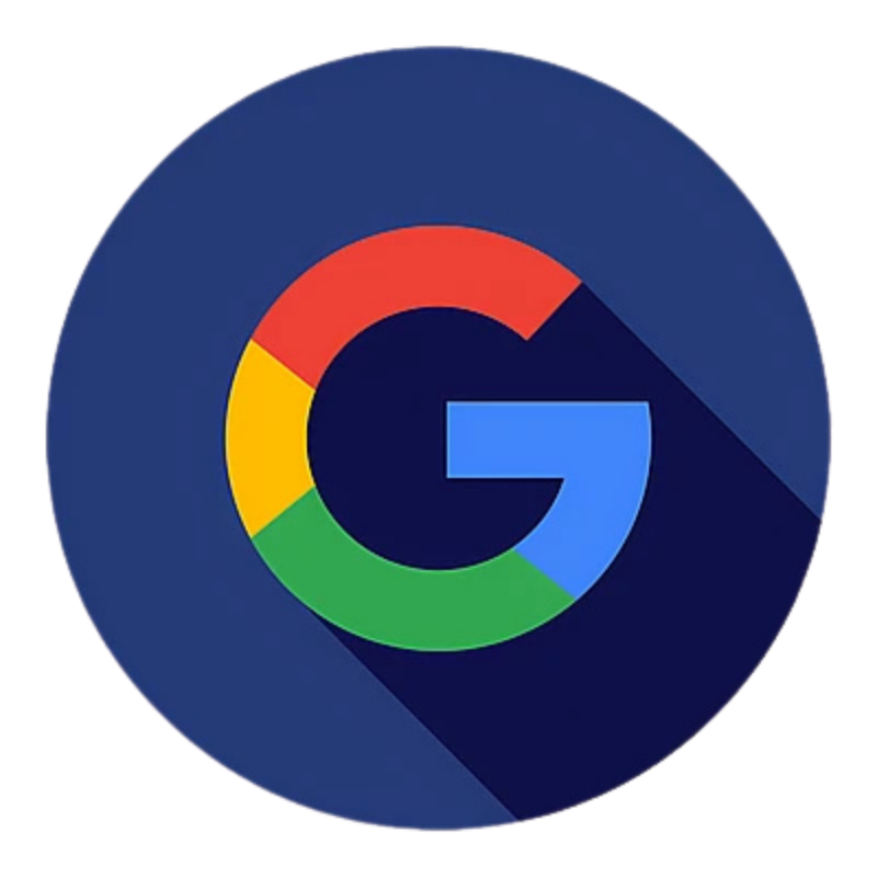 Logo Google : Un « G » majuscule formé par les couleurs de Google (rouge, jaune, bleu, vert).