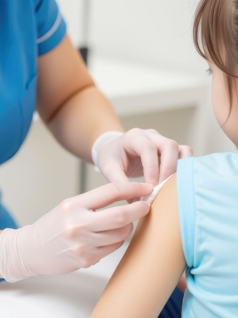 Petite fille se faisant vacciner