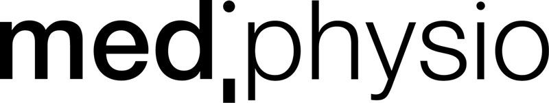 Das Wort „med;physio“ in schwarzen Kleinbuchstaben auf weißem Hintergrund.