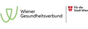 Logo des Wiener Gesundheitsverbundes mit grünem Design und dem roten Wiener Wappen.